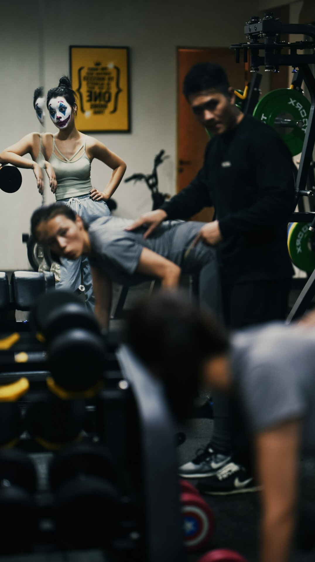 Small group of coworkers doing a workout session together