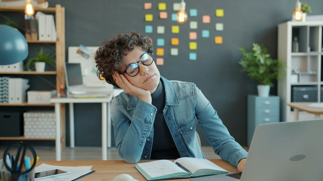 stressed office worker at desk